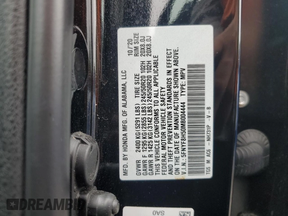 2021 Honda Passport EX-L z VIN 5FNYF8H50MB004444, wystawiony jako Copart lot #56404505 z przebiegiem 77 547 mil mil oraz Szkoda całkowita • Salvage title. Historia ofert i sprzedaży dostępna na DreamBid. Obrazek 14.
