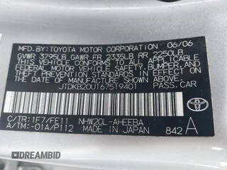 2006 Toyota Prius z VIN JTDKB20U167519401, wystawiony jako IAAI lot #42149930 z przebiegiem Nie podano mil oraz . Historia ofert i sprzedaży dostępna na DreamBid. Obrazek 9.