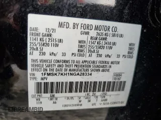 2022 Ford Explorer ST-Line with VIN 1FMSK7KH1NGA28334, listed as a Copart auction lot 75318684 with 44,802 mi miles and Salvage Title. Bid and sale history available at carsss.com. Image 15.