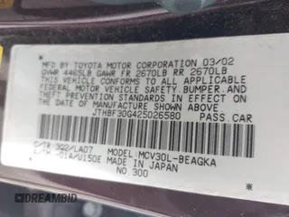 2002 Lexus ES 300 с VIN JTHBF30G425026580, выставлен на аукционе IAAI как лот 42370924 с пробегом 215 836 миль миль и . История ставок и продаж доступна на DreamBid. Изображение 9.