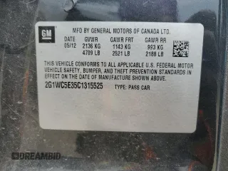 2012 Chevrolet Impala LTZ with VIN 2G1WC5E35C1315525, listed as a Copart auction lot 47987615 with 130,099 mi miles and Salvage Title. Bid and sale history available at DreamBid. Image 13.