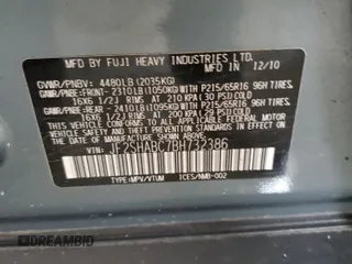 2011 Subaru Forester X z VIN JF2SHABC7BH732386, wystawiony jako Copart lot #55149135 z przebiegiem 191 898 mil mil oraz Szkoda całkowita • Salvage title. Historia ofert i sprzedaży dostępna na DreamBid. Obrazek 12.