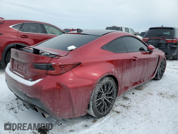 2015 Lexus RC F with VIN JTHHP5BC0F5002408, listed as a Copart auction lot 45125525 with 75,601 mi miles and Salvage Title. Bid and sale history available at carsss.com. Image 3.