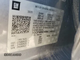 2021 Chevrolet Silverado 1500 Custom with VIN 1GCPWBEH9MZ148916, listed as a Copart auction lot 51434625 with 98,122 mi miles and Salvage Title. Bid and sale history available at DreamBid. Image 13.