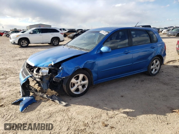 2007 Kia Spectra with VIN KNAFE161475002250, listed as a Copart auction lot 42347305 with 169,351 mi miles and Salvage Title. Bid and sale history available at carsss.com. Image 1.