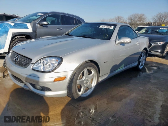 2003 Mercedes-Benz SLK 230 Kompressor with VIN WDBKK49F13F273062, listed as a Copart auction lot 46078325 with 63,789 mi miles and Salvage title. Bid and sale history available at DreamBid. Image 1.