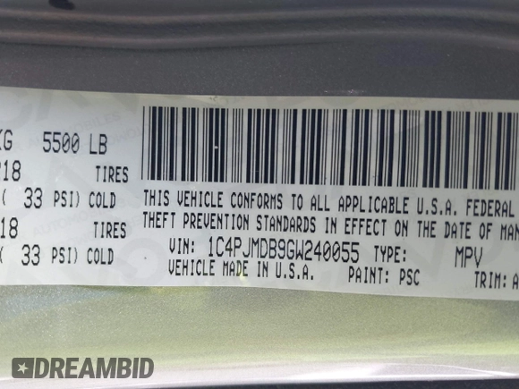 2016 Jeep Cherokee Limited с VIN 1C4PJMDB9GW240055, выставлен на аукционе IAAI как лот 42510018 с пробегом 105 425 миль миль и . История ставок и продаж доступна на DreamBid. Изображение 9.