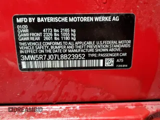 2020 BMW 3 Series 330i xDrive with VIN 3MW5R7J07L8B23952, listed as a Copart auction lot 50653855 with 111,727 mi miles and Clean Title. Bid and sale history available at carsss.com. Image 13.