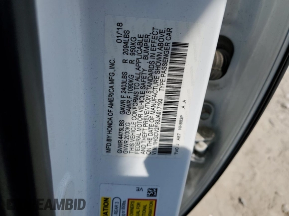 2018 Honda Accord Touring с VIN 1HGCV2F93JA017193, выставлен на аукционе Copart как лот 61756695 с пробегом 65 228 миль миль и Списание • Salvage title. История ставок и продаж доступна на DreamBid. Изображение 12.