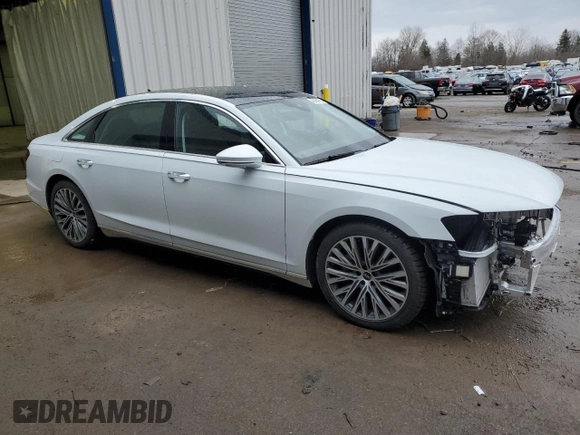2021 Audi A8 with VIN WAU8DAF84MN016847, listed as a Copart auction lot 49464765 with 29,676 mi miles and Salvage Title. Bid and sale history available at carsss.com. Image 4.