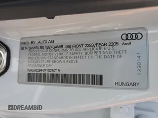 2015 Audi A3 1.8T Premium with VIN WAUACGFF7F1025719, listed as a Copart auction lot 68613093 with 0 mi miles. Bid and sale history available at carsss.com. Image 12.