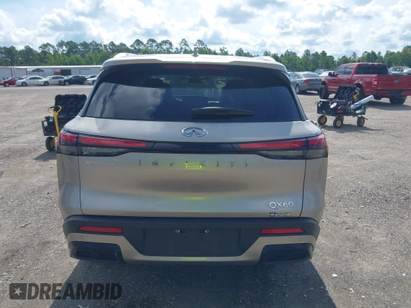 2024 Infiniti QX60 Luxe with VIN 5N1DL1FR6RC343763, listed as a IAAI auction lot 42686502 with 3,791 mi miles and . Bid and sale history available at DreamBid. Image 16.