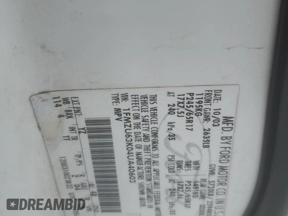 2004 Ford Explorer XLT z VIN 1FMZU63K04UA40603, wystawiony jako Copart lot #62929745 z przebiegiem 147 304 mil mil oraz Szkoda całkowita • Salvage title. Historia ofert i sprzedaży dostępna na DreamBid. Obrazek 13.