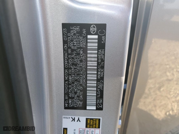 2023 Toyota Prius Prime SE with VIN JTDACACU1P3007757, listed as a Copart auction lot 81815964 with 22,427 mi miles and Salvage Title. Bid and sale history available at carsss.com. Image 14.