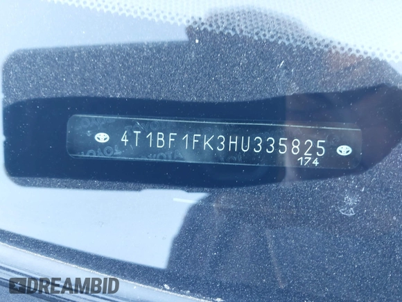 2017 Toyota Camry XLE with VIN 4T1BF1FK3HU335825, listed as a IAAI auction lot 41281060 with 301,204 mi miles and . Bid and sale history available at DreamBid. Image 17.