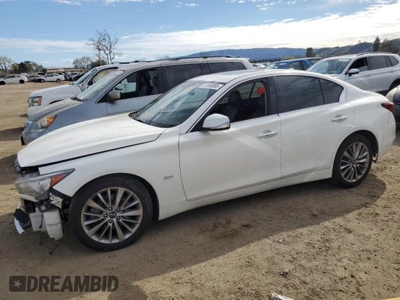 2018 Infiniti Q50 Luxe with VIN JN1EV7AP4JM363507, listed as a Copart auction lot 47868895 with 105,217 mi miles and Salvage Title. Bid and sale history available at DreamBid. Image 1.