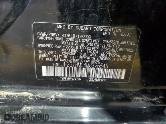 2021 Subaru Crosstrek Limited с VIN JF2GTHMC4M8326546, выставлен на аукционе Copart как лот 59150055 с пробегом 60 284 миль миль и Списание • Salvage title. История ставок и продаж доступна на DreamBid. Изображение 13.