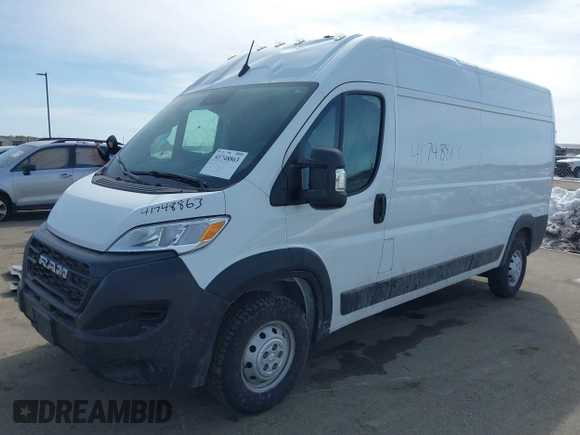 2023 Ram ProMaster Cargo with VIN 3C6LRVDG9PE567047, listed as a IAAI auction lot 41748863 with 186,717 mi miles. Bid and sale history available at carsss.com. Image 2.