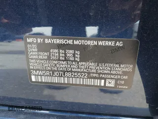 2020 BMW 3 Series 330i z VIN 3MW5R1J07L8B25522, wystawiony jako IAAI lot #41979589 z przebiegiem Nie podano mil oraz . Historia ofert i sprzedaży dostępna na DreamBid. Obrazek 9.
