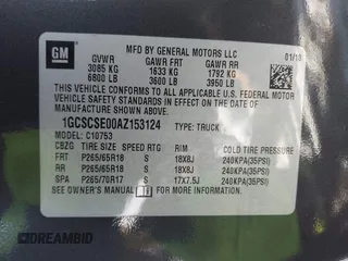 2010 Chevrolet Silverado 1500 LT with VIN 1GCSCSE00AZ153124, listed as a IAAI auction lot 41307647 with 174,991 mi miles and . Bid and sale history available at DreamBid. Image 9.