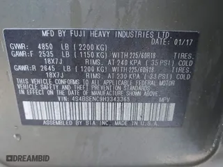 2017 Subaru Outback Limited with VIN 4S4BSENC9H3343365, listed as a IAAI auction lot 41767258 with 84,755 mi miles. Bid and sale history available at carsss.com. Image 9.