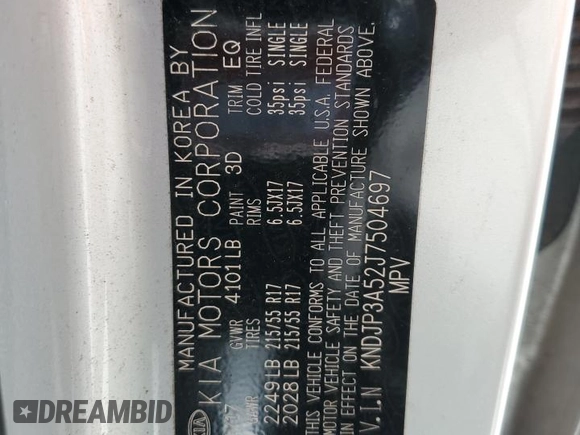 2018 Kia Soul + with VIN KNDJP3A52J7504697, listed as a Copart auction lot 48595585 with 52,248 mi miles and Salvage Title. Bid and sale history available at carsss.com. Image 14.