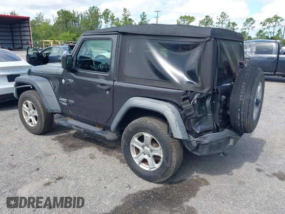 2018 Jeep Wrangler Sport with VIN 1C4GJXAG5JW138437, listed as a IAAI auction lot 42694278 with 58,258 mi miles and . Bid and sale history available at DreamBid. Image 3.