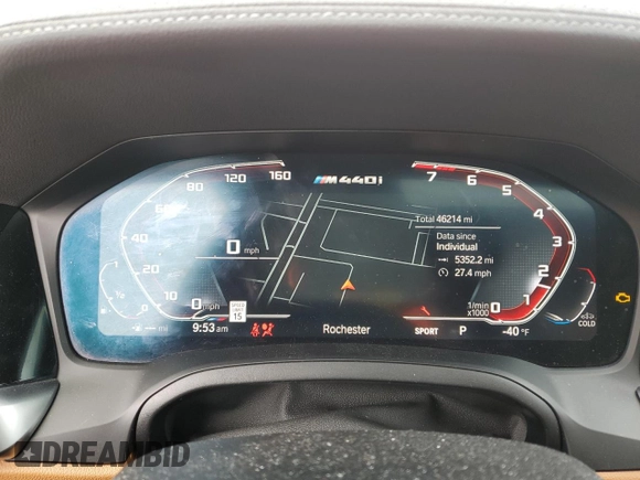 2021 BMW 4 Series M440i xDrive with VIN WBA13AR0XMCF64313, listed as a Copart auction lot 45716165 with 46,214 mi miles and Clean Title. Bid and sale history available at DreamBid. Image 9.