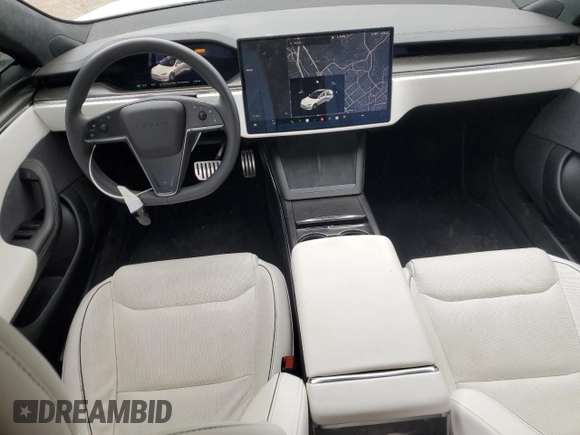 2022 Tesla Model S Plaid with VIN 5YJSA1E69NF461067, listed as a Copart auction lot 50060685 with 46,785 mi miles and Salvage Title. Bid and sale history available at DreamBid. Image 8.
