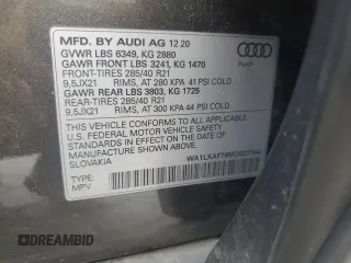 2021 Audi Q7 Premium Plus with VIN WA1LXAF76MD027344, listed as a Copart auction lot 59019365 with 67,983 mi miles and Clean title. Bid and sale history available at DreamBid. Image 12.