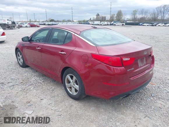 2015 Kia Optima LX with VIN 5XXGM4A7XFG446248, listed as a IAAI auction lot 42047807 with 167,000 mi miles. Bid and sale history available at carsss.com. Image 3.