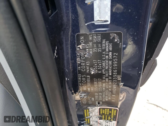 2008 Kia Sedona LX with VIN KNDMB233986199572, listed as a Copart auction lot 66668704 with 171,588 mi miles and Salvage Title. Bid and sale history available at carsss.com. Image 13.