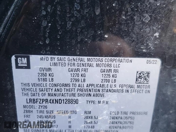 2022 Buick Envision Essence with VIN LRBFZPR4XND128890, listed as a Copart auction lot 46245845 with 39,270 mi miles and Salvage Title. Bid and sale history available at carsss.com. Image 13.