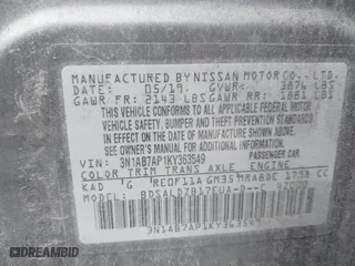 2019 Nissan Sentra SR with VIN 3N1AB7AP1KY363549, listed as a IAAI auction lot 41704436 with 70,155 mi miles. Bid and sale history available at carsss.com. Image 9.