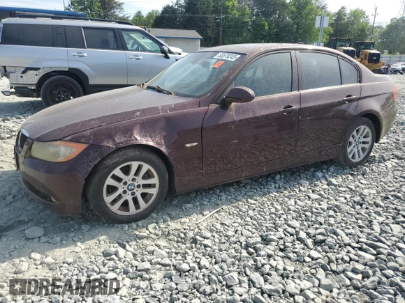 2007 BMW 3 Series 328i with VIN WBAVA33547KX80558, listed as a Copart auction lot 53379245 with 0 mi miles and Clean Title. Bid and sale history available at carsss.com. Image 1.