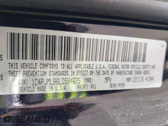 2020 Jeep Cherokee Latitude Plus z VIN 1C4PJMLB6LD584675, wystawiony jako IAAI lot #41943512 z przebiegiem 29 370 mil mil oraz . Historia ofert i sprzedaży dostępna na DreamBid. Obrazek 9.