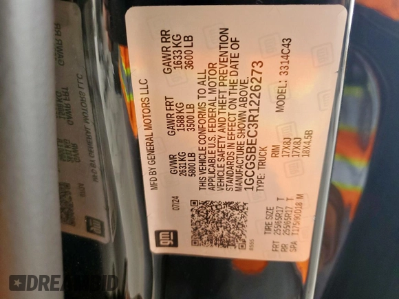 2024 Chevrolet Colorado 2WD Work Truck z VIN 1GCGSBEC3R1226273, wystawiony jako Copart lot #58894615 z przebiegiem 19 067 mil mil oraz Czysty tytuł • Clean title. Historia ofert i sprzedaży dostępna na DreamBid. Obrazek 12.