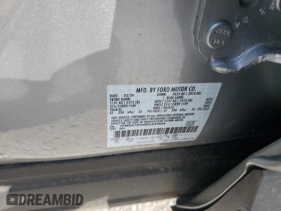 2024 Ford Explorer XLT z VIN 1FMSK7DH4RGA55689, wystawiony jako Copart lot #50500075 z przebiegiem 11 170 mil mil oraz Szkoda całkowita • Salvage title. Historia ofert i sprzedaży dostępna na DreamBid. Obrazek 15.