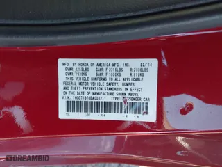 2014 Honda Accord Coupe EX with VIN 1HGCT1B78EA008211, listed as a IAAI auction lot 41445955 with 1 mi miles. Bid and sale history available at carsss.com. Image 9.