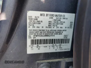 2021 Ford Mustang Mach-E Premium z VIN 3FMTK3SU2MMA27515, wystawiony jako Copart lot #53395195 z przebiegiem 68 826 mil mil oraz Szkoda całkowita • Salvage title. Historia ofert i sprzedaży dostępna na DreamBid. Obrazek 14.