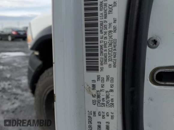 2010 Dodge Ram 2500 SLT with VIN 3D7UT2CL7AG114770, listed as a Copart auction lot 43005915 with 258,690 mi miles and Salvage Title. Bid and sale history available at carsss.com. Image 12.
