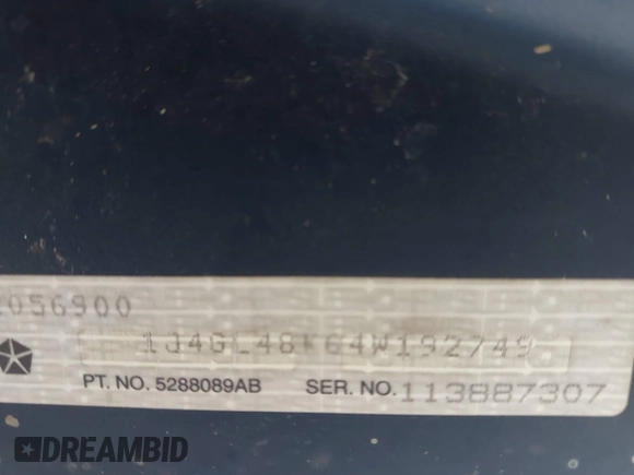 2004 Jeep Liberty Sport with VIN 1J4GL48K64W192749, listed as a IAAI auction lot 41899910 with 100,217 mi miles and . Bid and sale history available at DreamBid. Image 9.