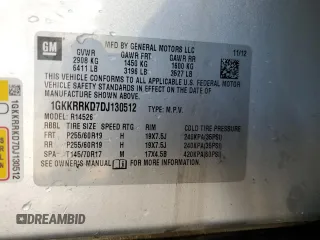 2013 GMC Acadia SLT z VIN 1GKKRRKD7DJ130512, wystawiony jako Copart lot #57632515 z przebiegiem 124 772 mil mil oraz Szkoda całkowita • Salvage title. Historia ofert i sprzedaży dostępna na DreamBid. Obrazek 14.
