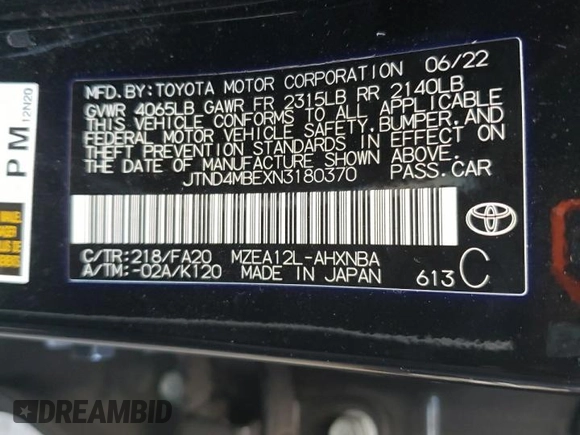 2022 Toyota Corolla Hatchback SE with VIN JTND4MBEXN3180370, listed as a Copart auction lot 74436644 with 57,563 mi miles and Salvage Title. Bid and sale history available at carsss.com. Image 13.