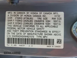 2022 Honda CR-V EX with VIN 2HKRW2H5XNH621015, listed as a Copart auction lot 67208054 with 31,883 mi miles and Non Repairable. Bid and sale history available at carsss.com. Image 13.