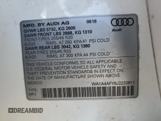 2018 Audi SQ5 Premium Plus with VIN WA1A4AFY6J2232811, listed as a Copart auction lot 66022194 with 56,315 mi miles and Salvage Title. Bid and sale history available at DreamBid. Image 14.