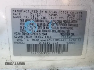 2017 Nissan Note S Plus with VIN 3N1CE2CPXHL377343, listed as a Copart auction lot 64043525 with 131,660 mi miles and Salvage title. Bid and sale history available at DreamBid. Image 13.