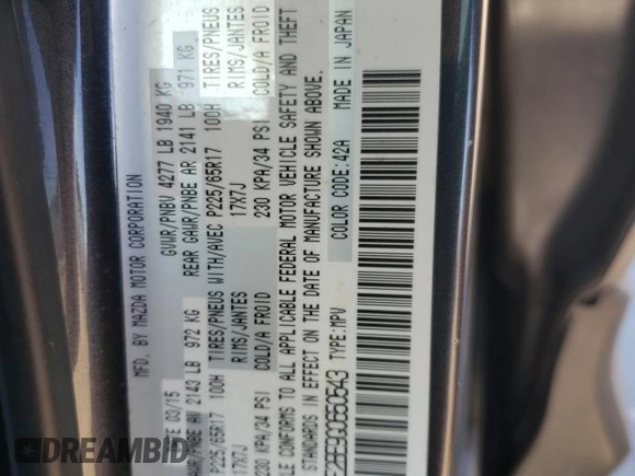 2016 Mazda CX-5 Sport with VIN JM3KE2BE9G0650543, listed as a Copart auction lot 41987795 with 163,528 mi miles and Salvage Title. Bid and sale history available at carsss.com. Image 13.