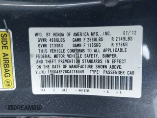 2012 Acura TL Auto z VIN 19UUA8F26CA038449, wystawiony jako IAAI lot #41371830 z przebiegiem 166 355 mil mil oraz . Historia ofert i sprzedaży dostępna na DreamBid. Obrazek 9.