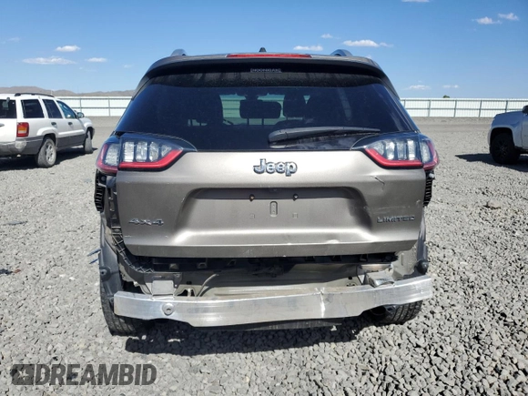 2019 Jeep Cherokee Limited with VIN 1C4PJMDX1KD345527, listed as a Copart auction lot 57636585 with 70,385 mi miles and Salvage title. Bid and sale history available at DreamBid. Image 6.